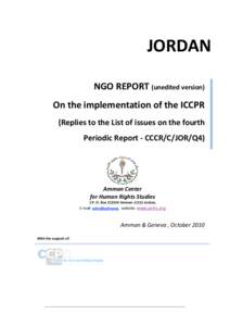    JORDAN    NGO REPORT (unedited version)  On the implementation of the ICCPR 