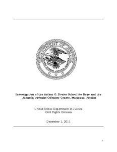 Findings Report - Arthur G. Dozier School for Boys and the Jackson Juvenile Offender Center[removed]