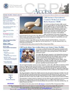November 15, 2013  Volume 2, Issue 19 In This Issue CBP Assumes Operational Control of Tethered Aerostat Radar Systems (TARS)