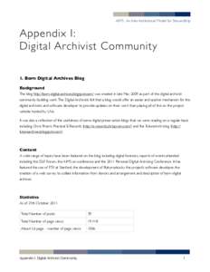 AIMS: An Inter-Institutional Model for Stewardship  Appendix I: Digital Archivist Community 1. Born Digital Archives Blog Background