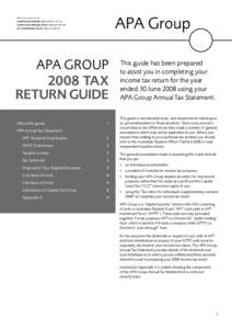 APA Group  APA Group comprises of AUSTRALIAN PIPELINE LTD ACN[removed]AUSTRALIAN PIPELINE TRUST ARSN[removed]APT INVESTMENT TRUST ARSN[removed]