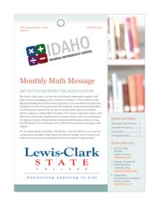Idaho Regional Math Center Region II OCTOBER[removed]Monthly Math Message