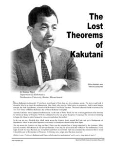 Mathematical analysis / Functional analysis / Convex geometry / Topology / Fixed-point theorem / Michiko / Nash equilibrium / Annals of Improbable Research / Mathematics / Shizuo Kakutani / Kakutani