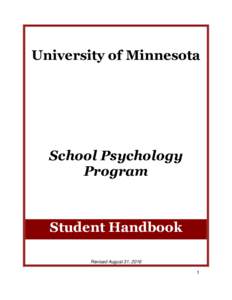 University of Minnesota  School Psychology Program  Student Handbook