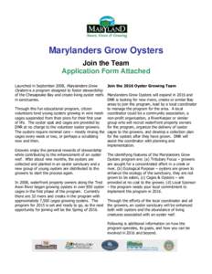 Marylanders Grow Oysters - Application Form