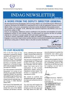 INDAG International Atomic Energy Agency International Nuclear Desalination Advisory Group  INDAG NEWSLETTER