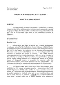 For information on 30 October 2009 Paper No[removed]COUNCIL FOR SUSTAINABLE DEVELOPMENT