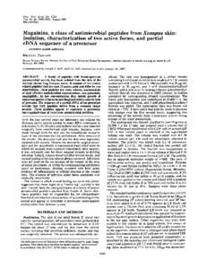 Proc. Natl. Acad. Sci. USA Vol. 84, pp, August 1987 Microbiology  Magainins, a class of antimicrobial peptides from Xenopus skin: