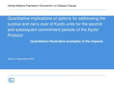 Quantitative implications of options for addressing the surplus and carry-over of Kyoto units for the second and subsequent commitment periods of the Kyoto Protocol Quantitative illustrative examples of the impacts