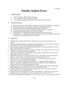 Timothy Stephen Fuerst I.  Academic Degrees
