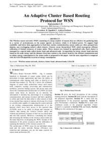 Int. J. Advanced Networking and Applications Volume: 07 Issue: 01 Pages: ISSN: An Adaptive Cluster Based Routing