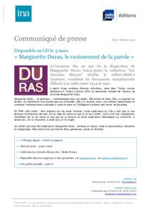 Communiqué de presse  Paris | février 2016 Disponible en CD le 3 mars