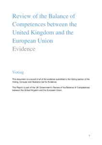 Review of the Balance of Competences between the United Kingdom and the European Union Evidence