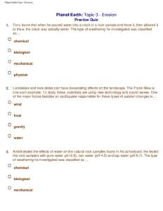 Planet Earth Topic 3 Erosion