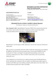 MITSUBISHI ELECTRIC CORPORATION PUBLIC RELATIONS DIVISION 7-3, Marunouchi 2-chome, Chiyoda-ku, Tokyo, Japan FOR IMMEDIATE RELEASE