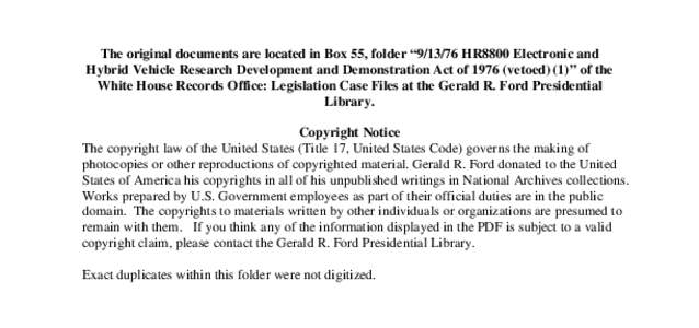 [removed]HR8800 Electronic and Hybrid Vehicle Research Development and Demonstration Act of[removed]vetoed) (1)