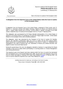 Court of Justice of the European Union PRESS RELEASE No[removed]Luxembourg, 12 February 2014 Press and Information