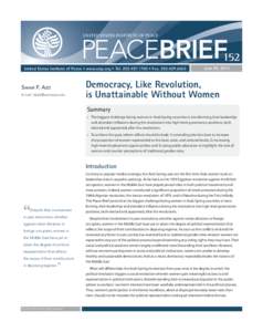 UNITED STATES INSTITUTE OF PEACE  PEACEBRIEF152 United States Institute of Peace • www.usip.org • Tel • FaxSahar F. Aziz