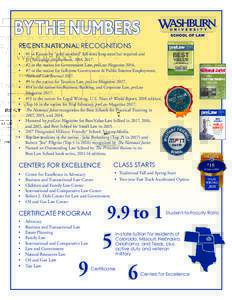 BY THE NUMBERS RECENT NATIONAL RECOGNITIONS • •	 •