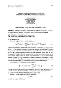 479  Internat. J. Math. & Math. Sci. VOL. 21 NO[removed]488  ASYMPTOTIC THEORY FOR A CRITICAL CASE FOR