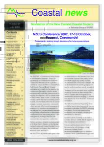 Coastal news Number 20 July 2002 Newsletter of the New Zealand Coastal Society a Technical Group of IPENZ