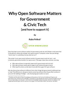Why Open Software Matters for Government & Civic Tech [and how to support it] by Rufus Pollock1