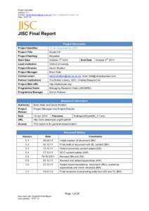 Project Identifier: Version: 1.1 Contact: ;  Date: JISC Final Report