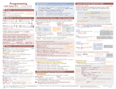 Programming  with Stata 14.1 Cheat Sheet