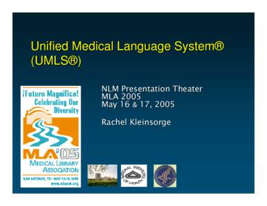 Unified Medical Language System® (UMLS®) – Basics