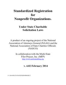 Standardized Registration for Nonprofit Organizations ©  Under State Charitable