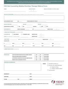 CKD Diet Counseling (Medical Nutrition Therapy) Referral Form