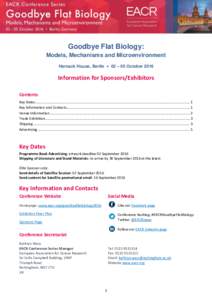 –  Goodbye Flat Biology: Models, Mechanisms and Microenvironment Harnack House, Berlin  02 – 05 October 2016