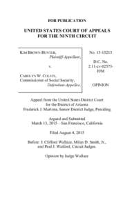FOR PUBLICATION  UNITED STATES COURT OF APPEALS FOR THE NINTH CIRCUIT  KIM BROWN-HUNTER,