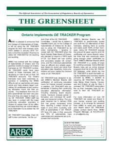 The Official Newsletter of The Association of Regulatory Boards of Optometry  THE GREENSHEET Spring  2015
