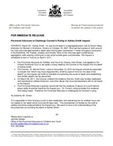 Microsoft Word - Press Release Ashley Smith Ruling Mar[removed]doc