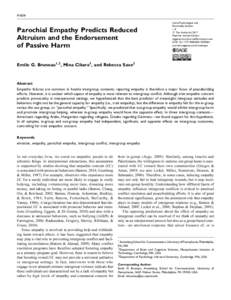 Article  Parochial Empathy Predicts Reduced Altruism and the Endorsement of Passive Harm