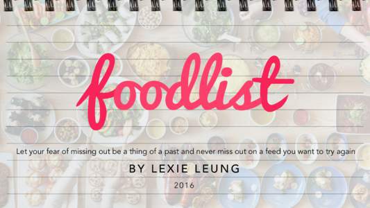 oodlis Let your fear of missing out be a thing of a past and never miss out on a feed you want to try again BY LEXIE LEUNG 2016