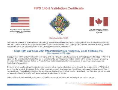 FIPS[removed]Validation Certificate No. 1037