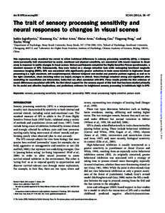 doi:scan/nsq001  SCAN, 38 ^ 47 The trait of sensory processing sensitivity and neural responses to changes in visual scenes