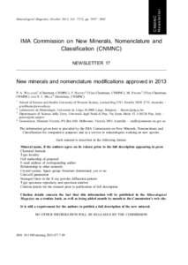 CNMNC Newsletter Mineralogical Magazine, October 2013, Vol. 77(7), pp[removed]IMA Commission on New Minerals, Nomenclature and