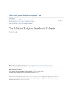 The Politics of Religious Freedom in Malaysia