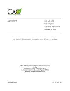 AUDIT REPORT  CAO Audit of IFC CAO Compliance CAO Ref: C-I-R9-Y12-F161 December 20, 2013