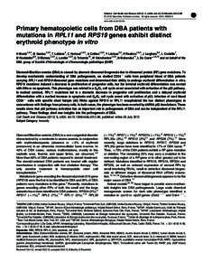 Citation: Cell Death and Disease[removed], e356; doi:[removed]cddis[removed] & 2012 Macmillan Publishers Limited All rights reserved[removed]www.nature.com/cddis  Primary hematopoietic cells from DBA patients with