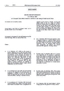 Council Decision[removed]CFSP of 15 February 2010 on a European Union military mission to contribute to the training of Somali security forces
