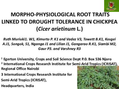 Use of marker assisted recurrent selection (MARS) to improve drought and yield performance of elite Kenyan chickpea