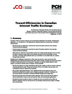 Efficiencies in Canadian Internet Traffic Exchange