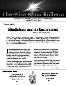 The Wise Brain Bulletin News and Tools for Happiness, Love, and Wisdom VolumeJune 2009 )