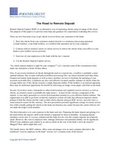 The Road to Remote Deposit