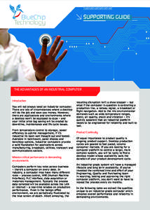 SUPPORTING GUIDE  CASE STUDY THE ADVANTAGES OF AN INDUSTRIAL COMPUTER Introduction