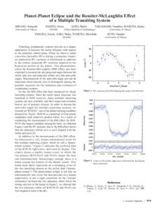 Planet-Planet Eclipse and the Rossiter-McLaughlin Effect of a Multiple Transiting System HIRANO, Teruyuki (University of Tokyo)